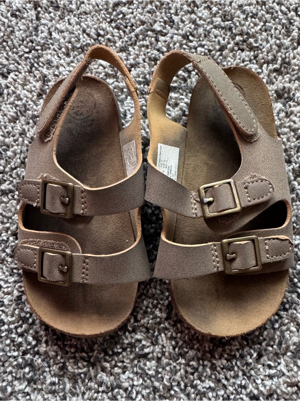 Kids Brown Double Strap Sandals